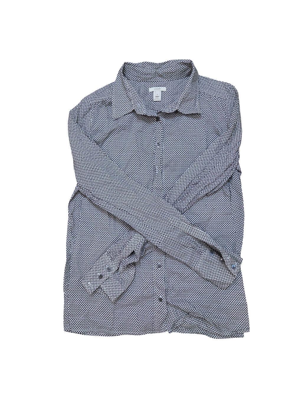 J. Crew Navy and White Micro-Pattern Button-Down Shirt